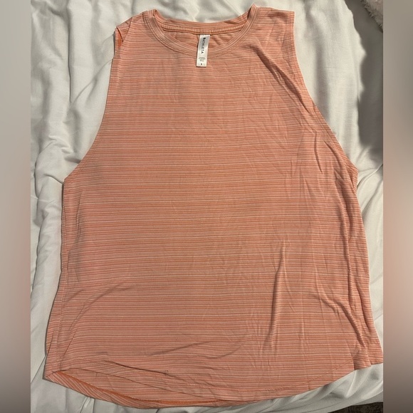Athleta Cloudlight Striped Muscle Tank size Small - coral pink orange stripe - Picture 4 of 7